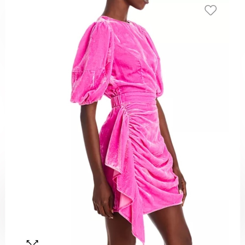 Rhode Pia Puff Sleeve Draped Dress pink velvet 22644 - Picture 5 of 14
